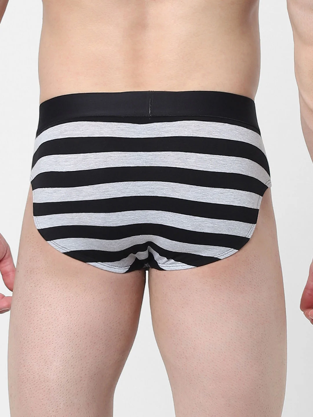 Black & Grey Striped Briefs - Image 3