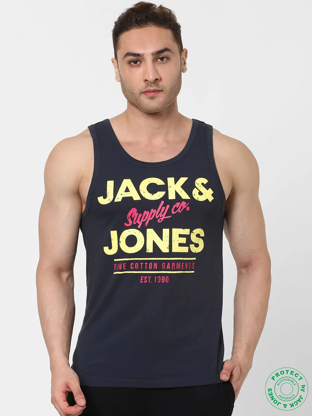 Dark Blue Logo Print Vest - Image 2