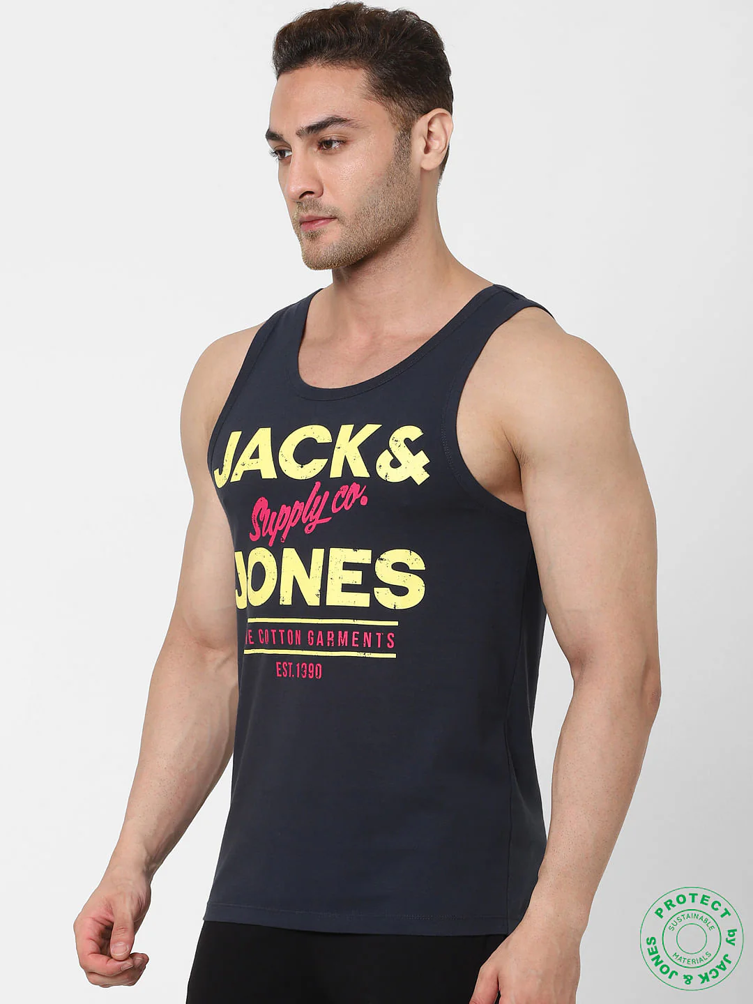 Dark Blue Logo Print Vest - Image 3