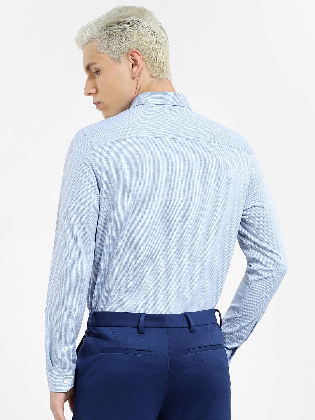 Blue Knit Full Sleeves Shirt - Image 4
