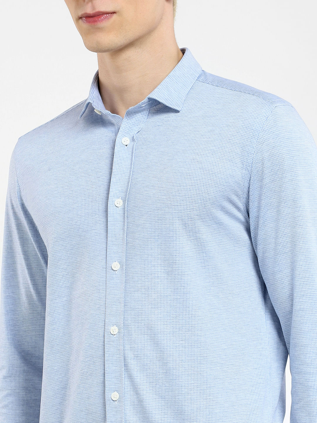 Blue Knit Full Sleeves Shirt - Image 5
