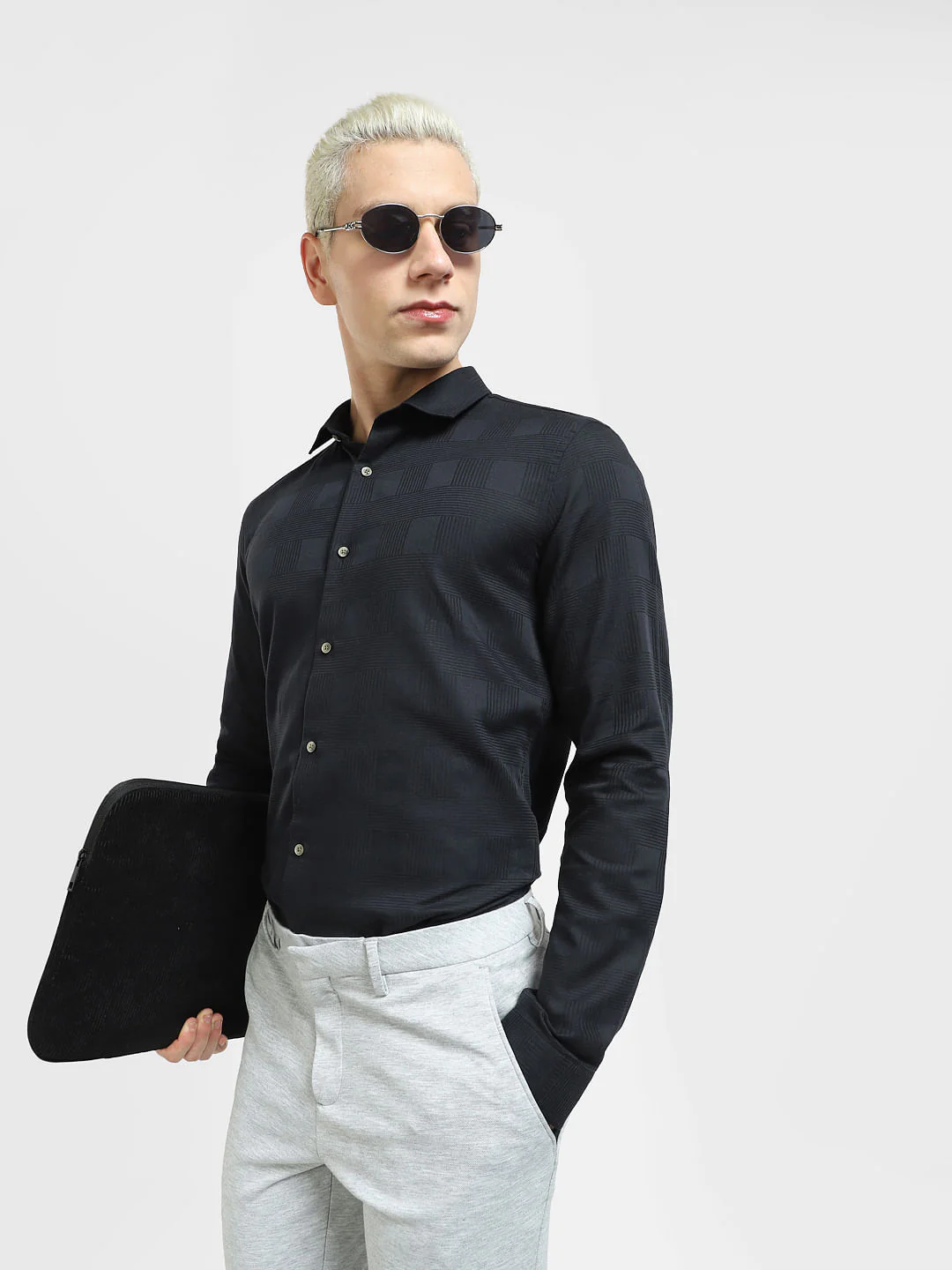 Black Printed Full Sleeves Shirt