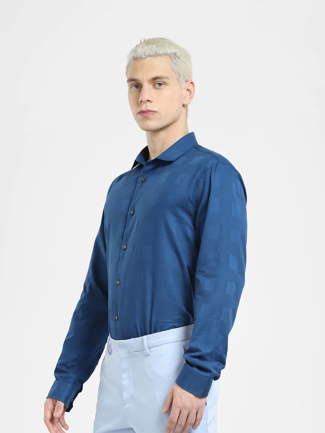 Blue Printed Full Sleeves Shirt - Image 3