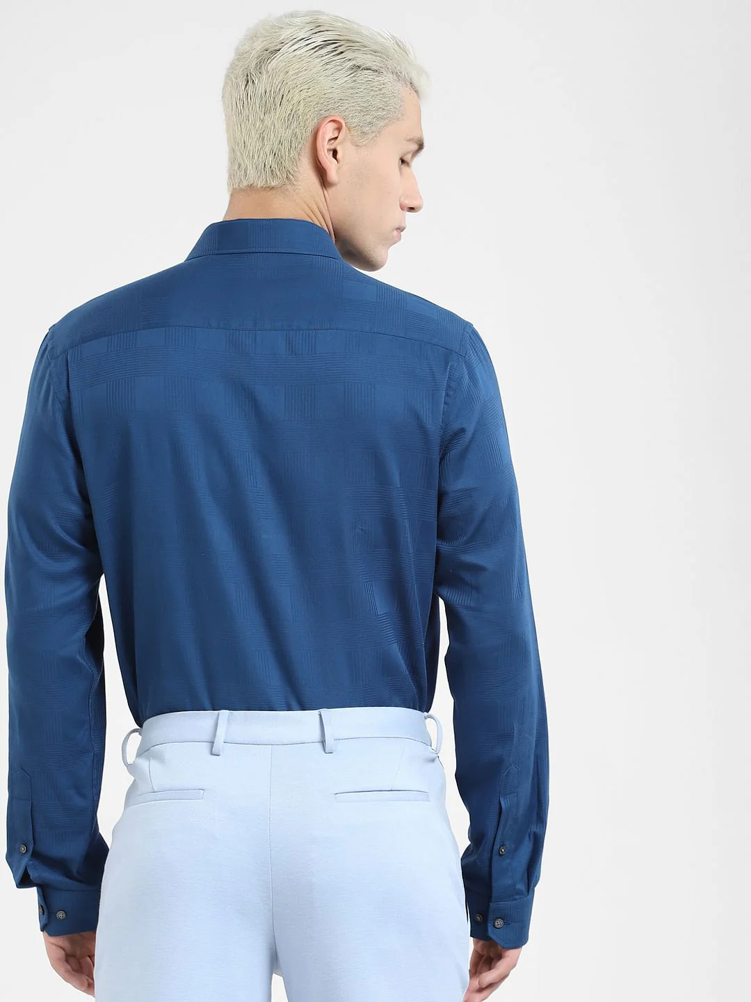 Blue Printed Full Sleeves Shirt - Image 4