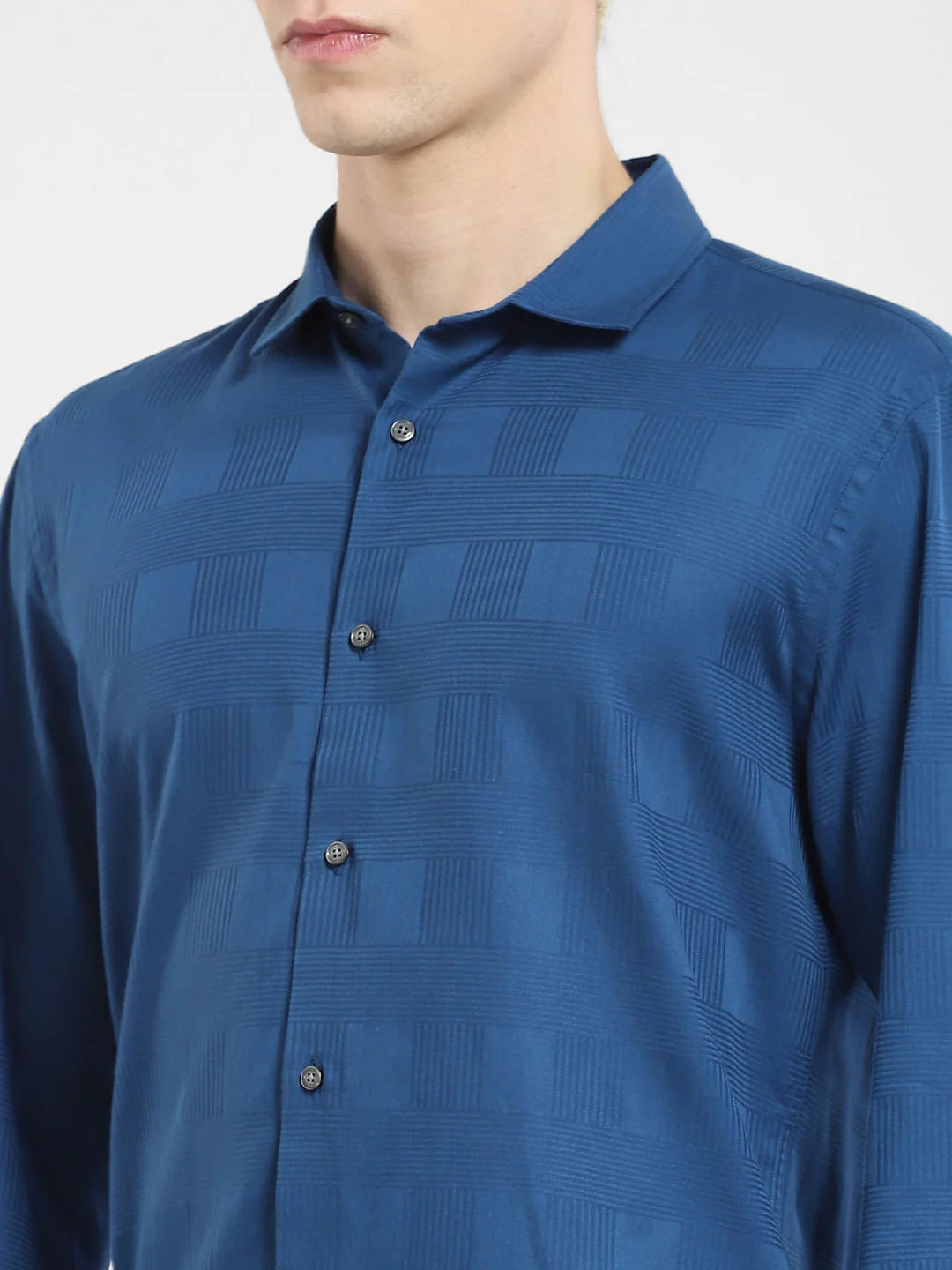 Blue Printed Full Sleeves Shirt - Image 5
