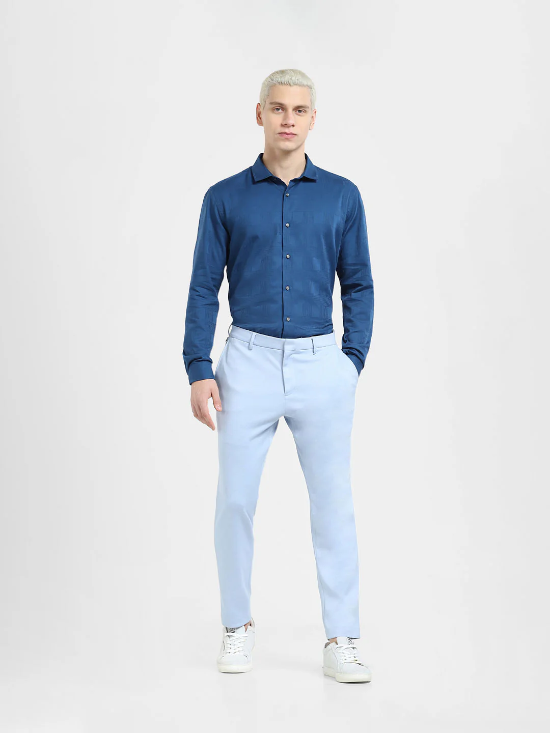 Blue Printed Full Sleeves Shirt - Image 6