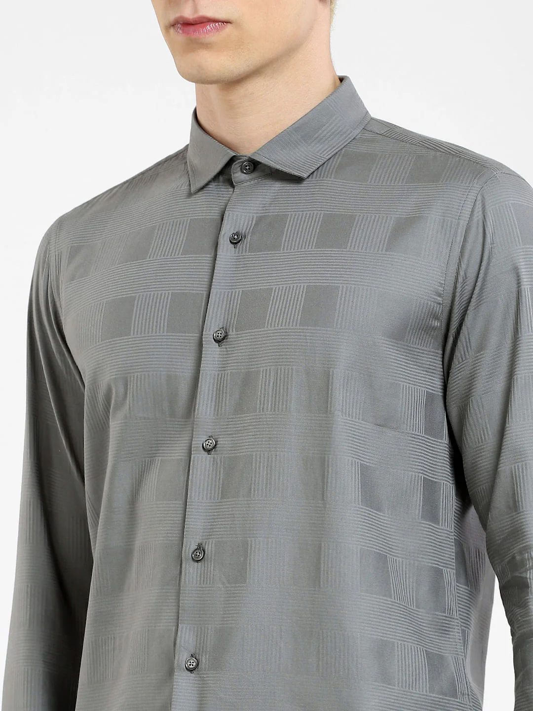 Grey Printed Full Sleeves Shirt - Image 5
