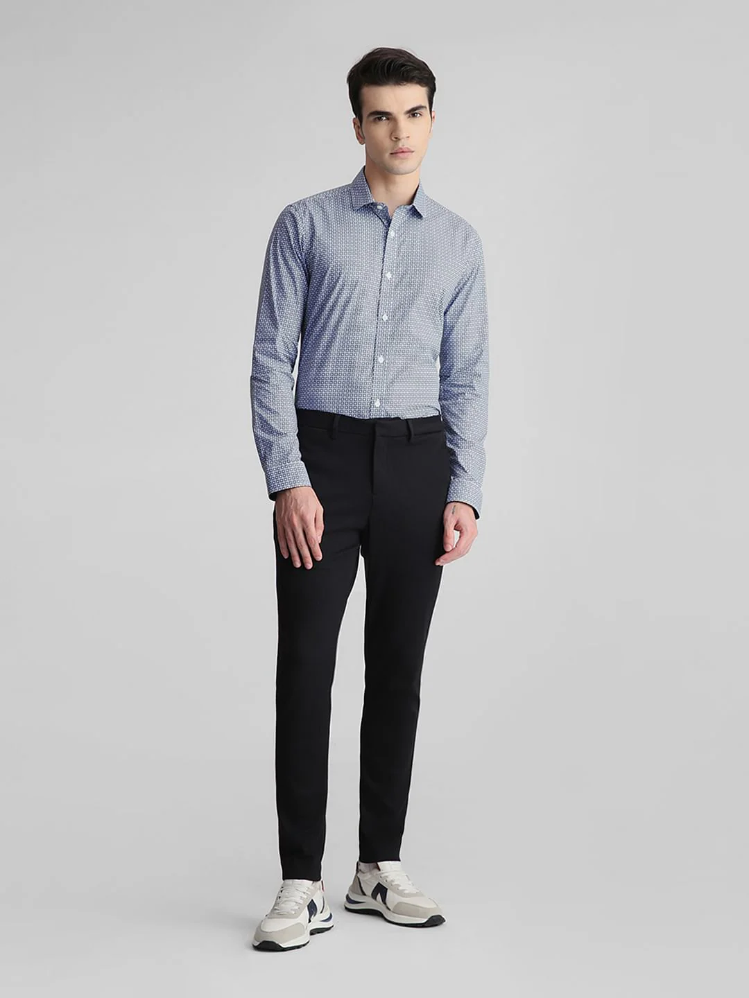 White & Blue Print Full Sleeves Shirt - Image 6