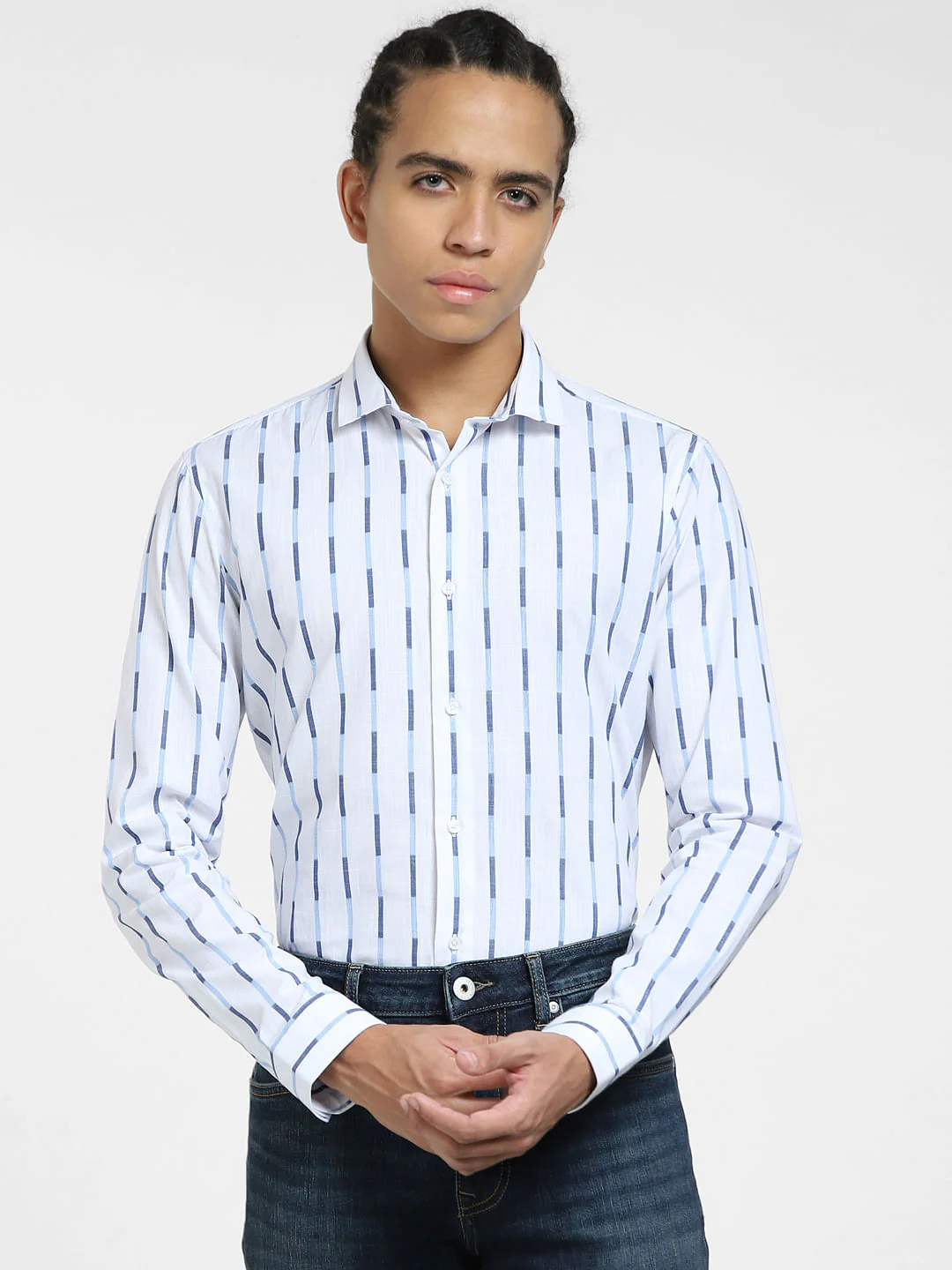 White Striped Full Sleeves Shirt - Image 2