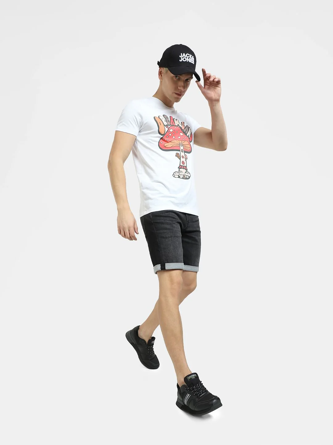 Black Mid Rise Denim Shorts