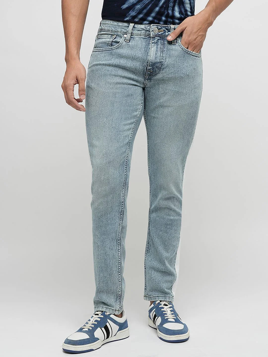 PRODUKT by JACK&JONES Light Blue Tape Detail Slim Fit Jeans - Image 2