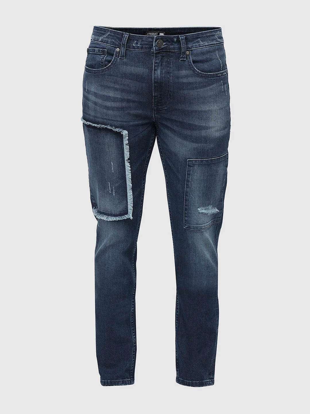 PRODUKT by JACK&JONES Blue Mid Rise Distressed Slim Jeans - Image 7