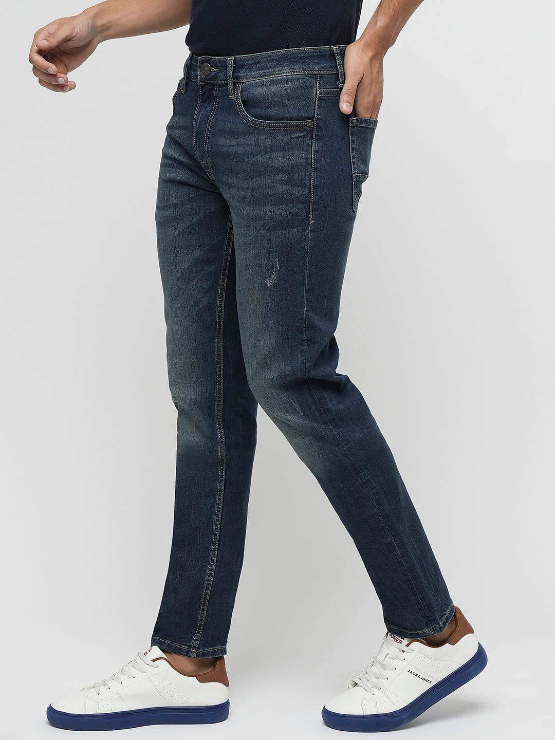 PRODUKT by JACK&JONES Dark Blue Mid Rise Slim Jeans - Image 3