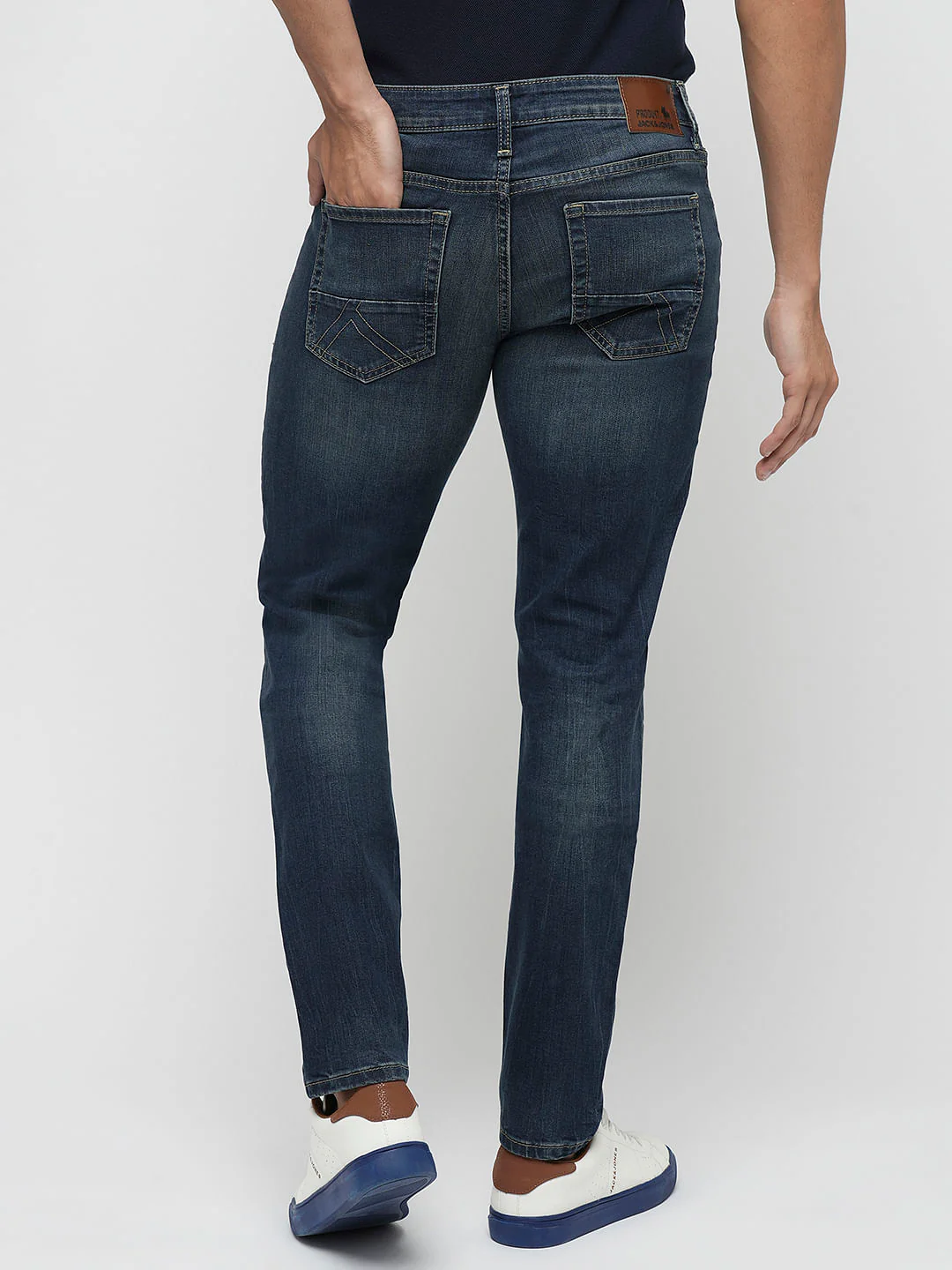 PRODUKT by JACK&JONES Dark Blue Mid Rise Slim Jeans - Image 4