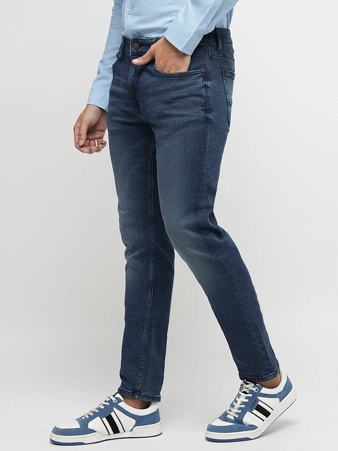 PRODUKT by JACK&JONES Blue Mid Rise Slim Jeans - Image 3