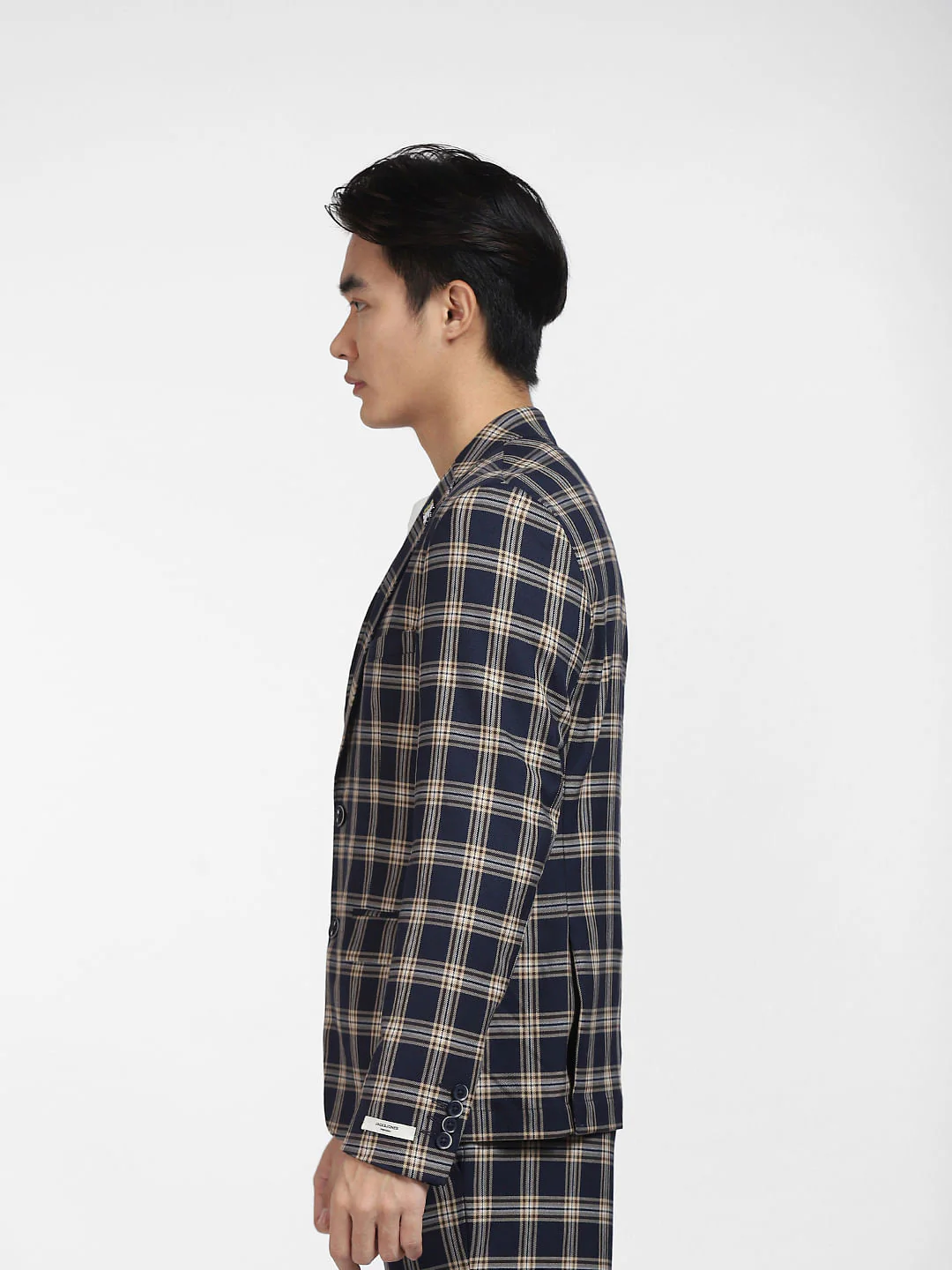 Blue Check Print Blazer - Image 3