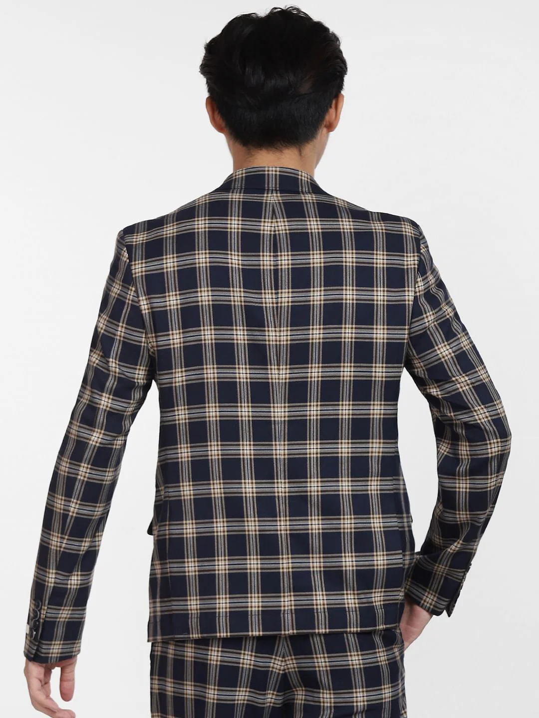 Blue Check Print Blazer - Image 4