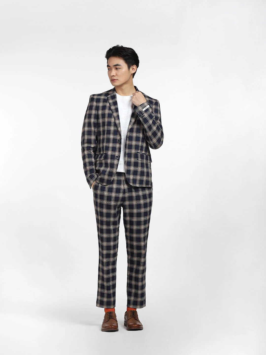 Blue Check Print Blazer - Image 6