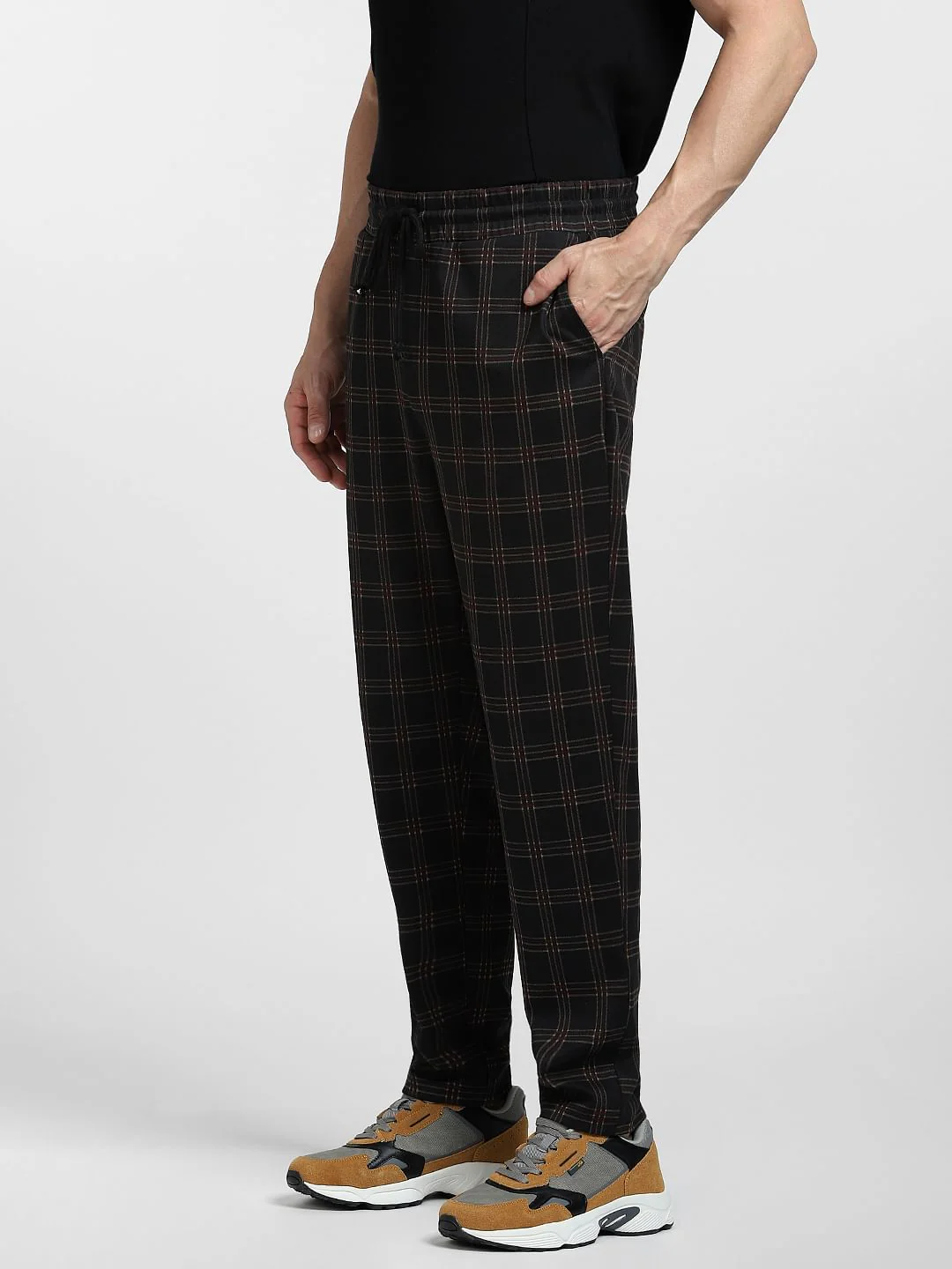 Black Mid Rise Check Co-ord Pants - Image 3