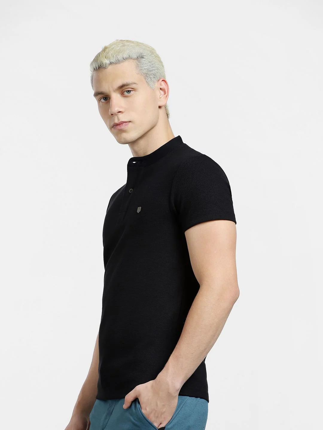 Black Henley T-shirt - Image 3