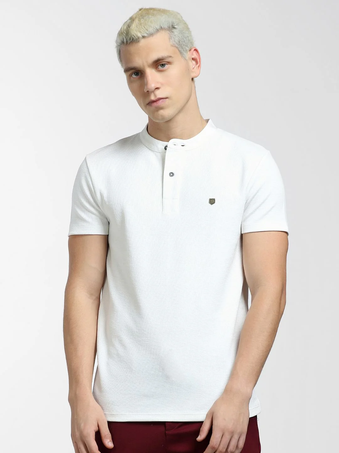 White Henley T-shirt - Image 2
