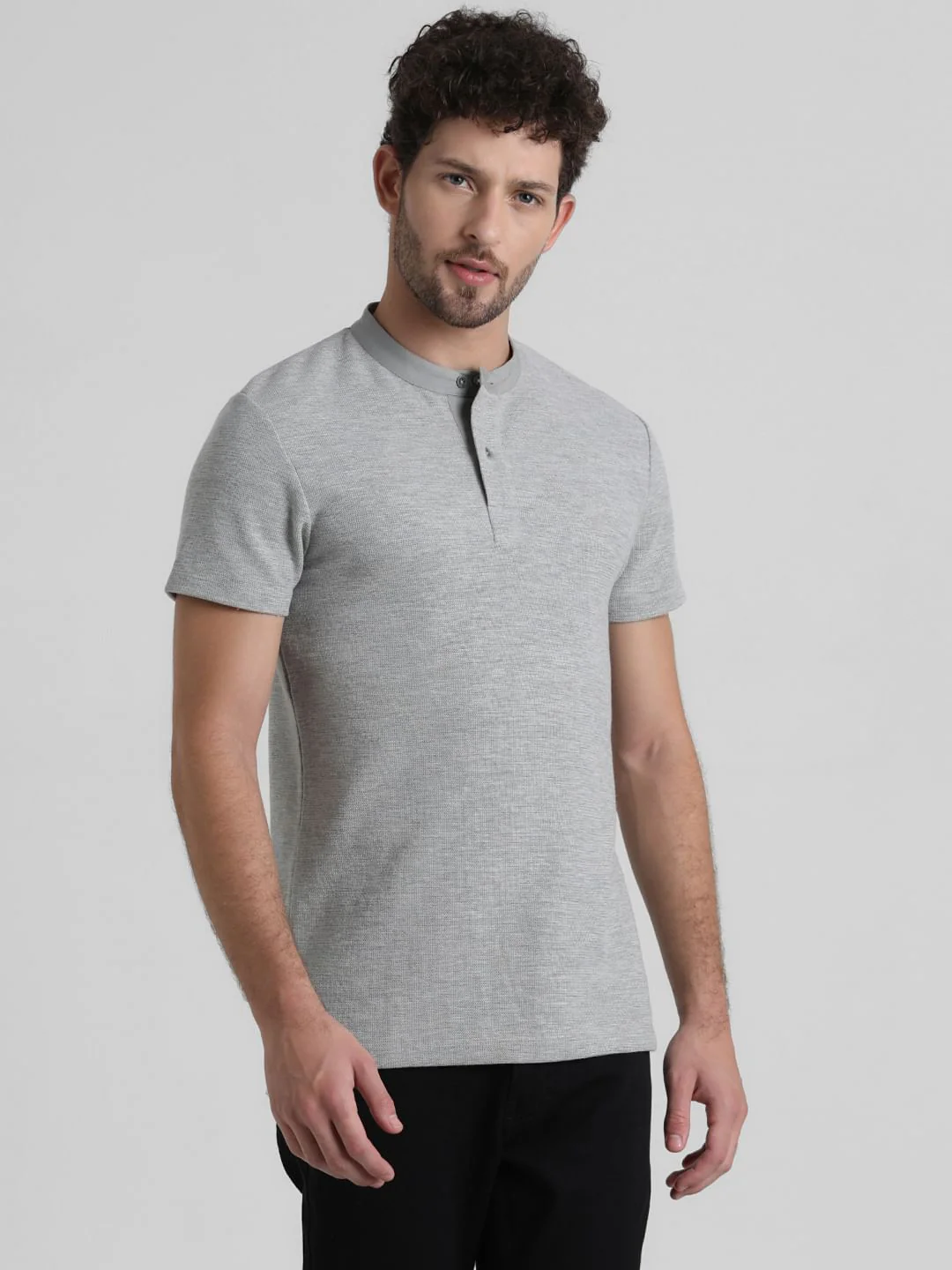 Grey Henley T-shirt - Image 2
