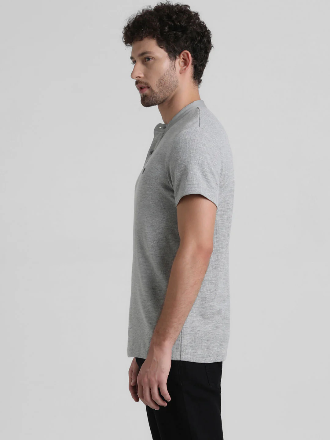 Grey Henley T-shirt - Image 3