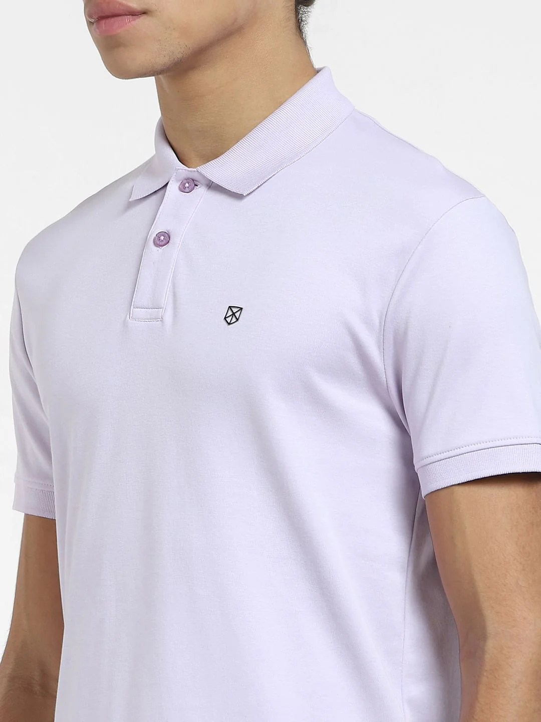 Lilac Cotton Polo Neck T-shirt - Image 5