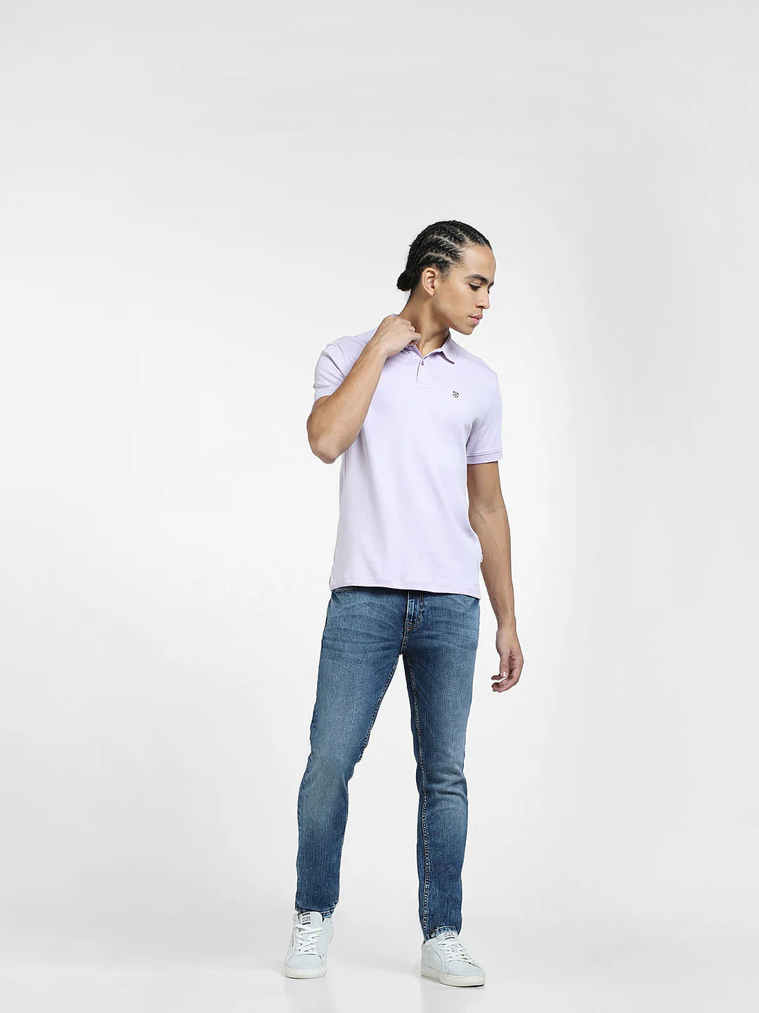 Lilac Cotton Polo Neck T-shirt - Image 6