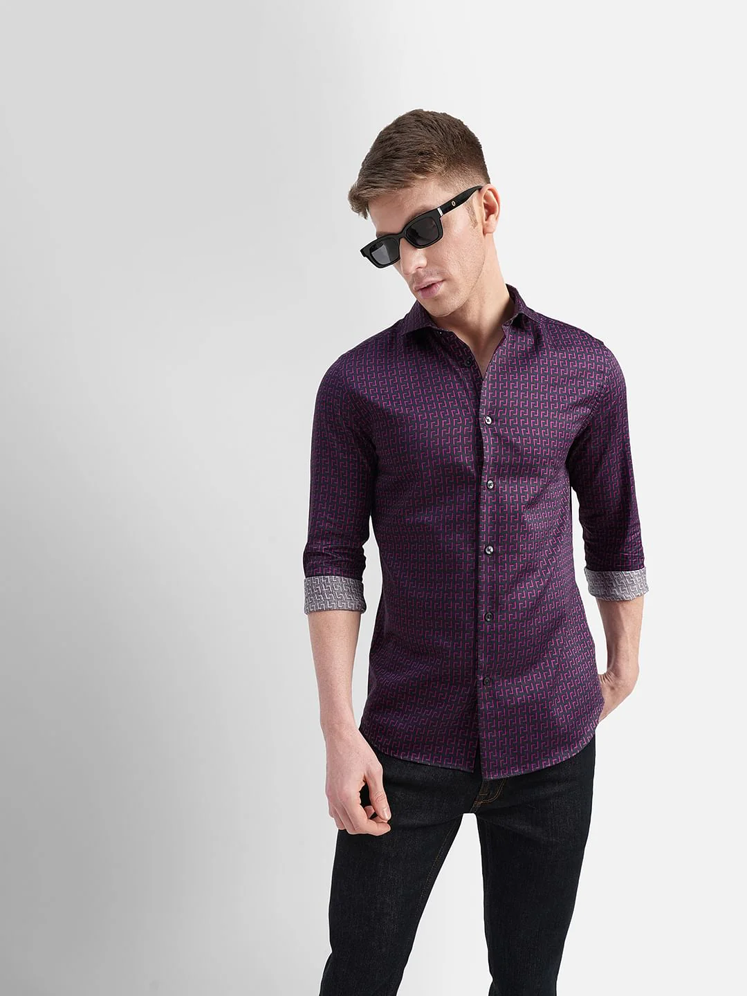 Black Printed Full Sleeves Shirt