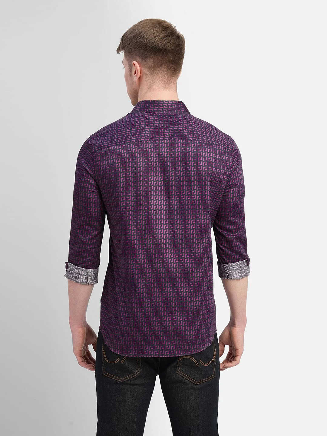 Black Printed Full Sleeves Shirt - Image 4