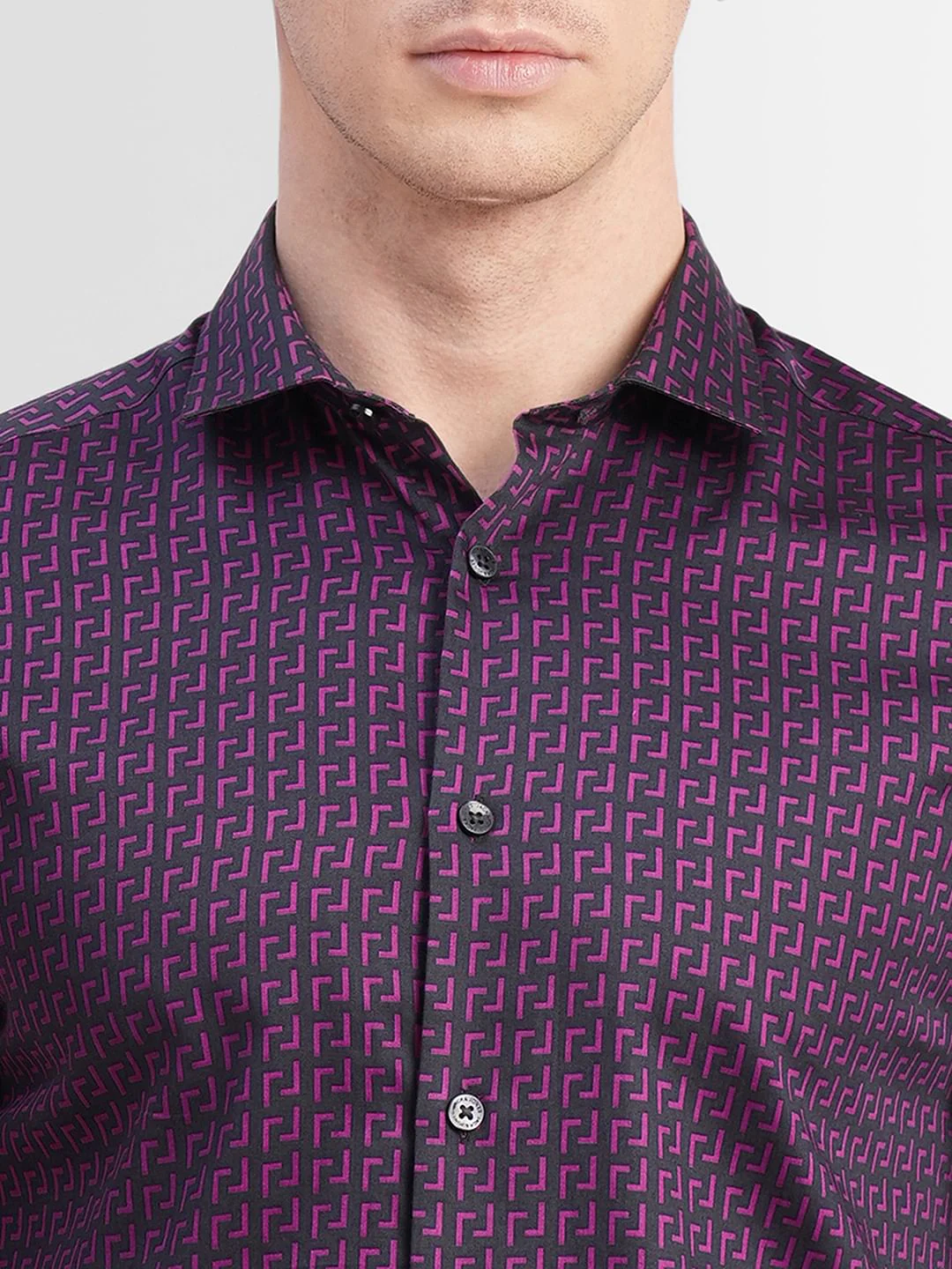 Black Printed Full Sleeves Shirt - Image 5