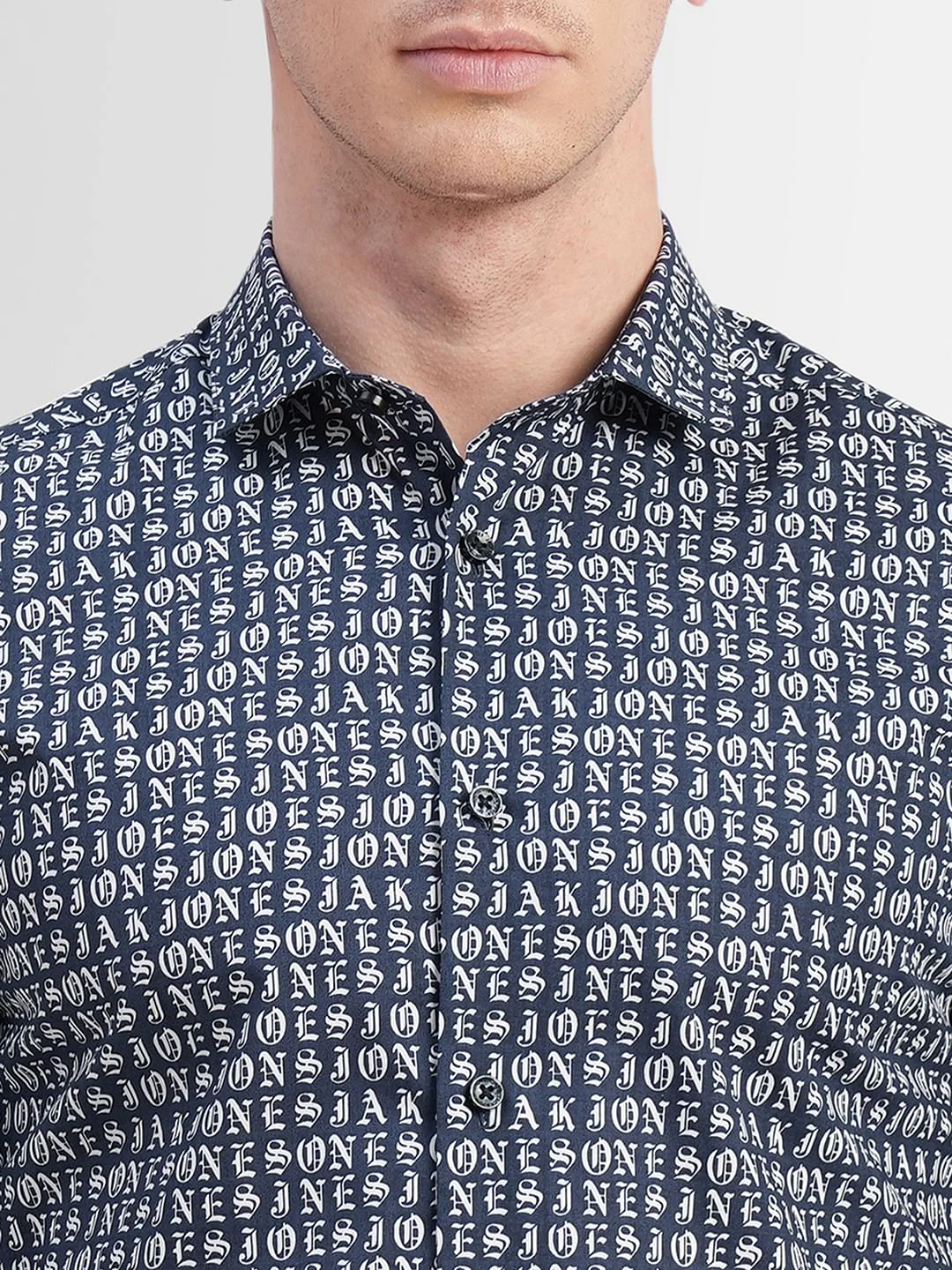 Dark Blue Printed Full Sleeves Shirt - Image 5