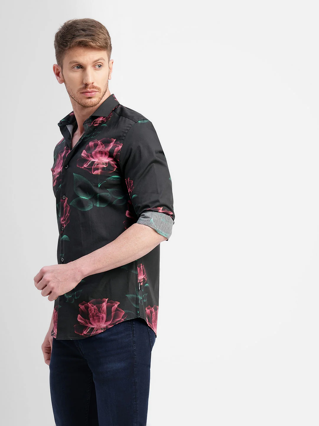 Black Floral Full Sleeves Shirt - Image 3