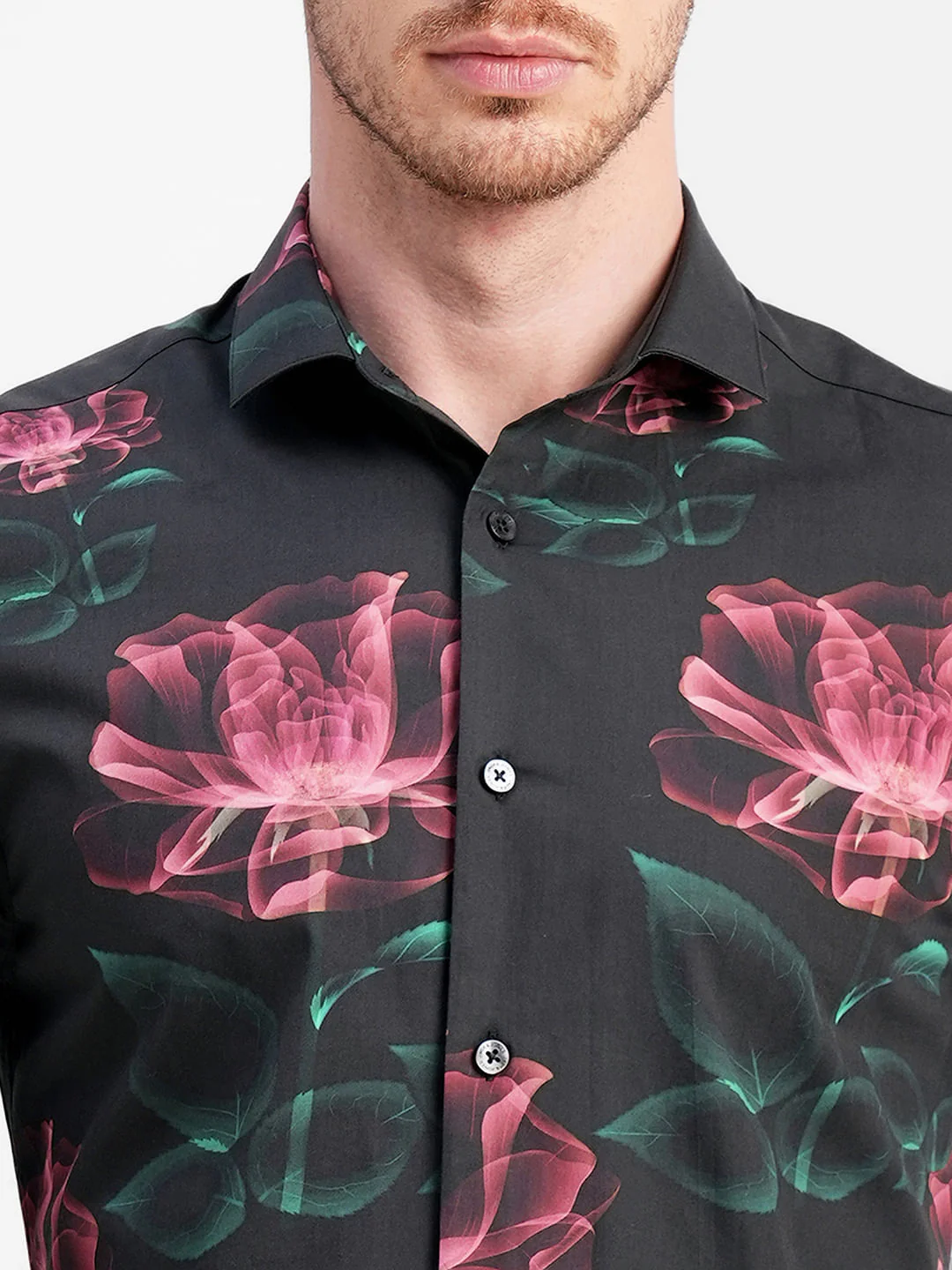 Black Floral Full Sleeves Shirt - Image 5