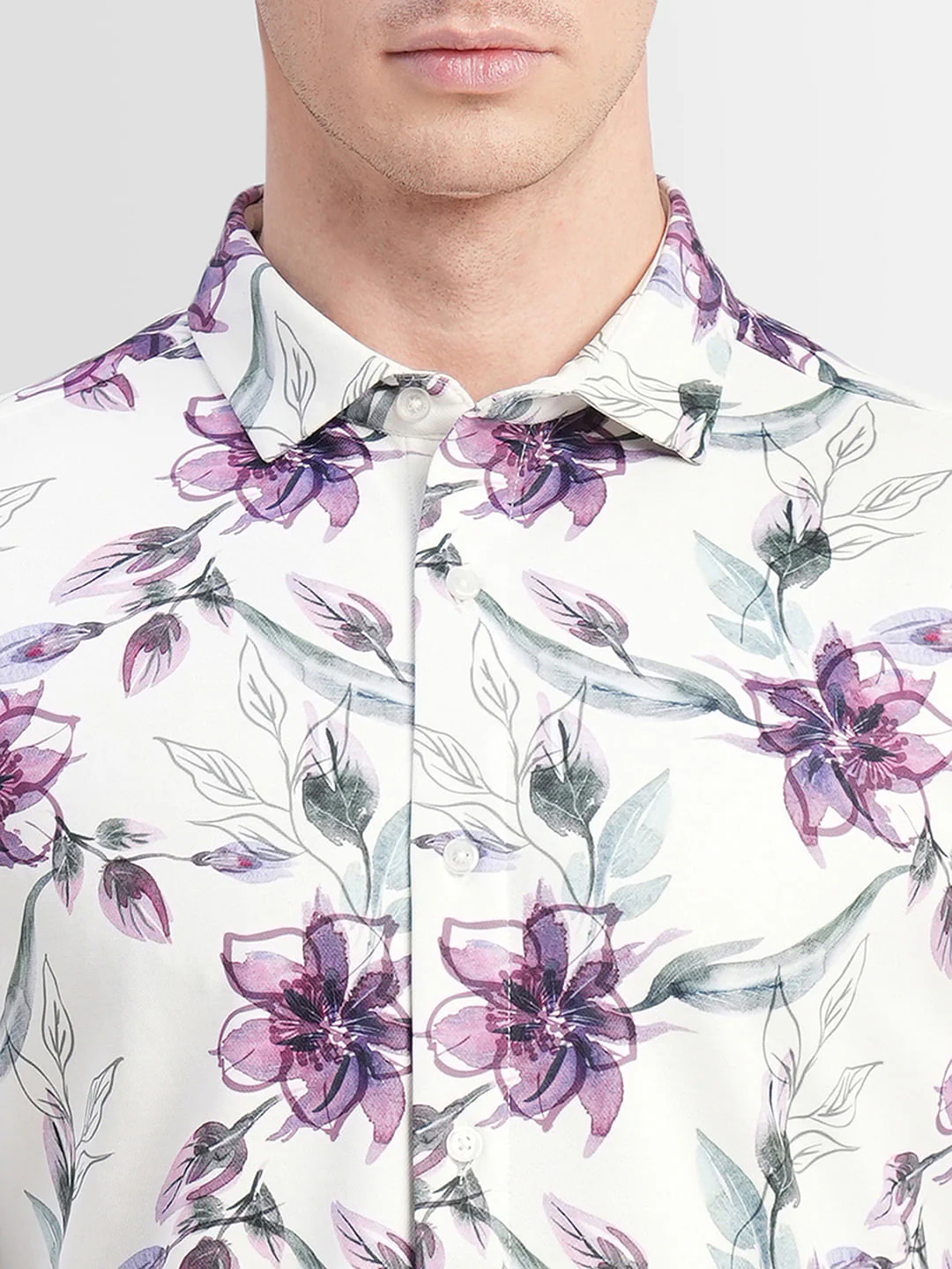 White Floral Full Sleeves Shirt - Image 5