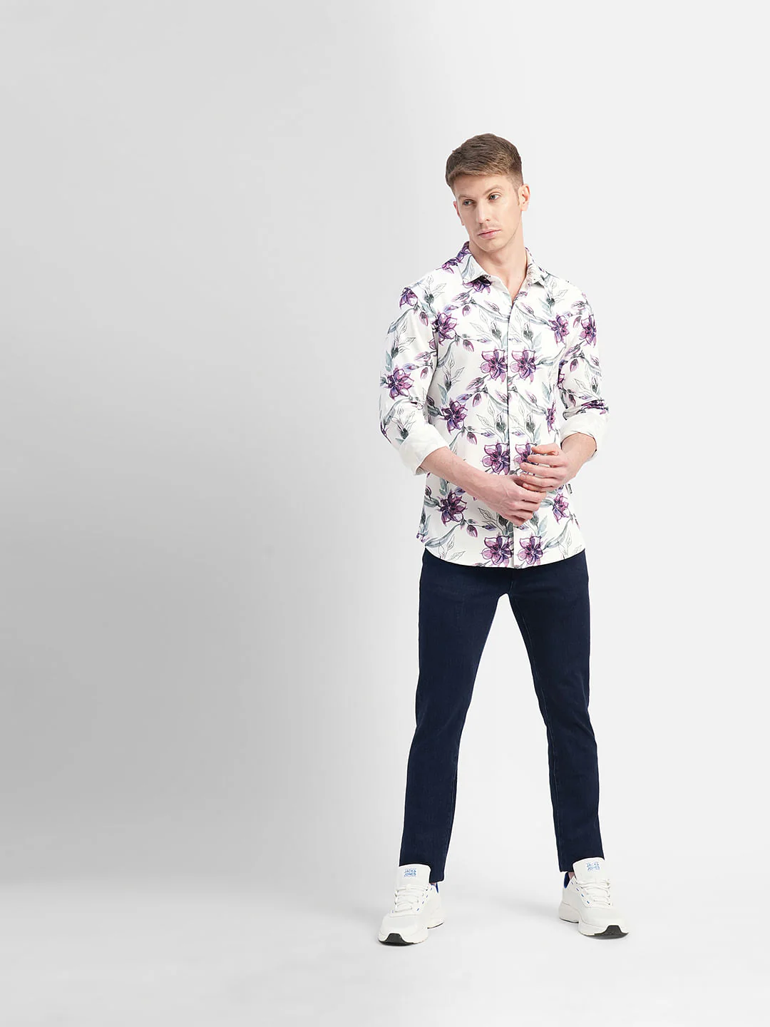 White Floral Full Sleeves Shirt - Image 6