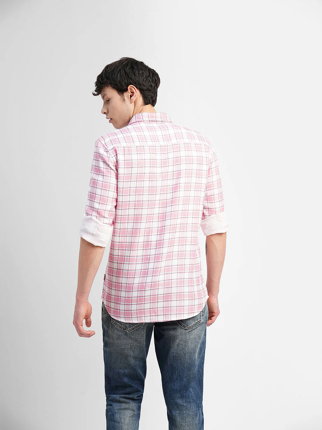 Pink Check Print Full Sleeves Shirt - Image 4