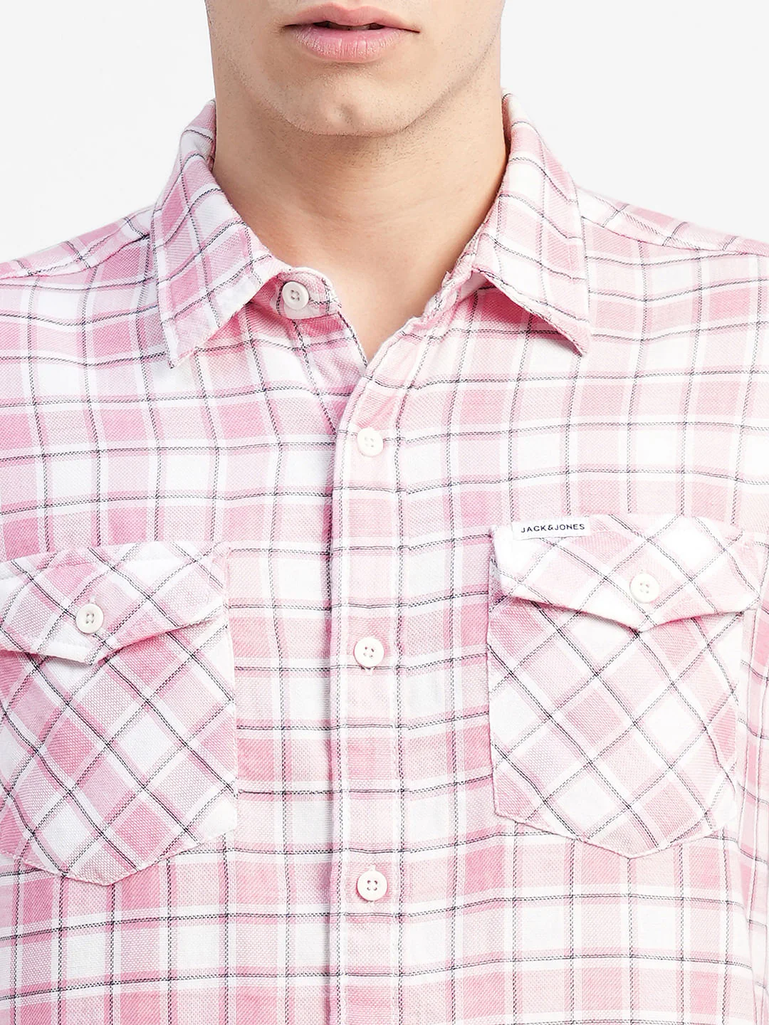 Pink Check Print Full Sleeves Shirt - Image 5