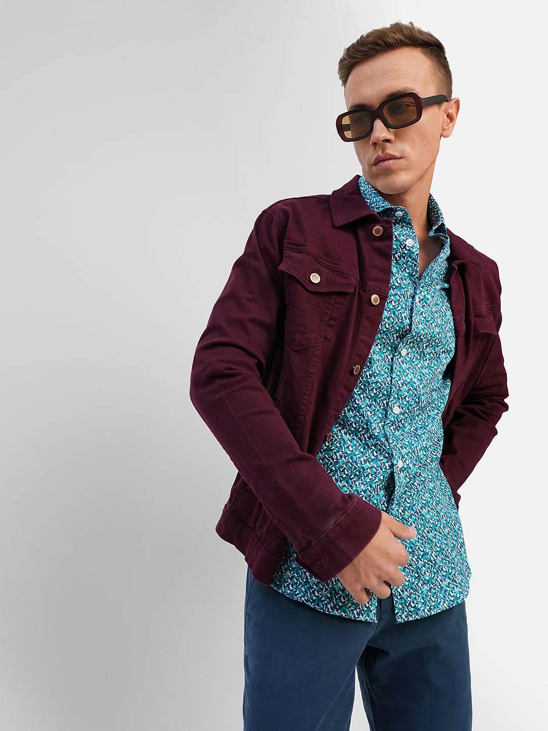 Blue Printed Full Sleeves Shirt