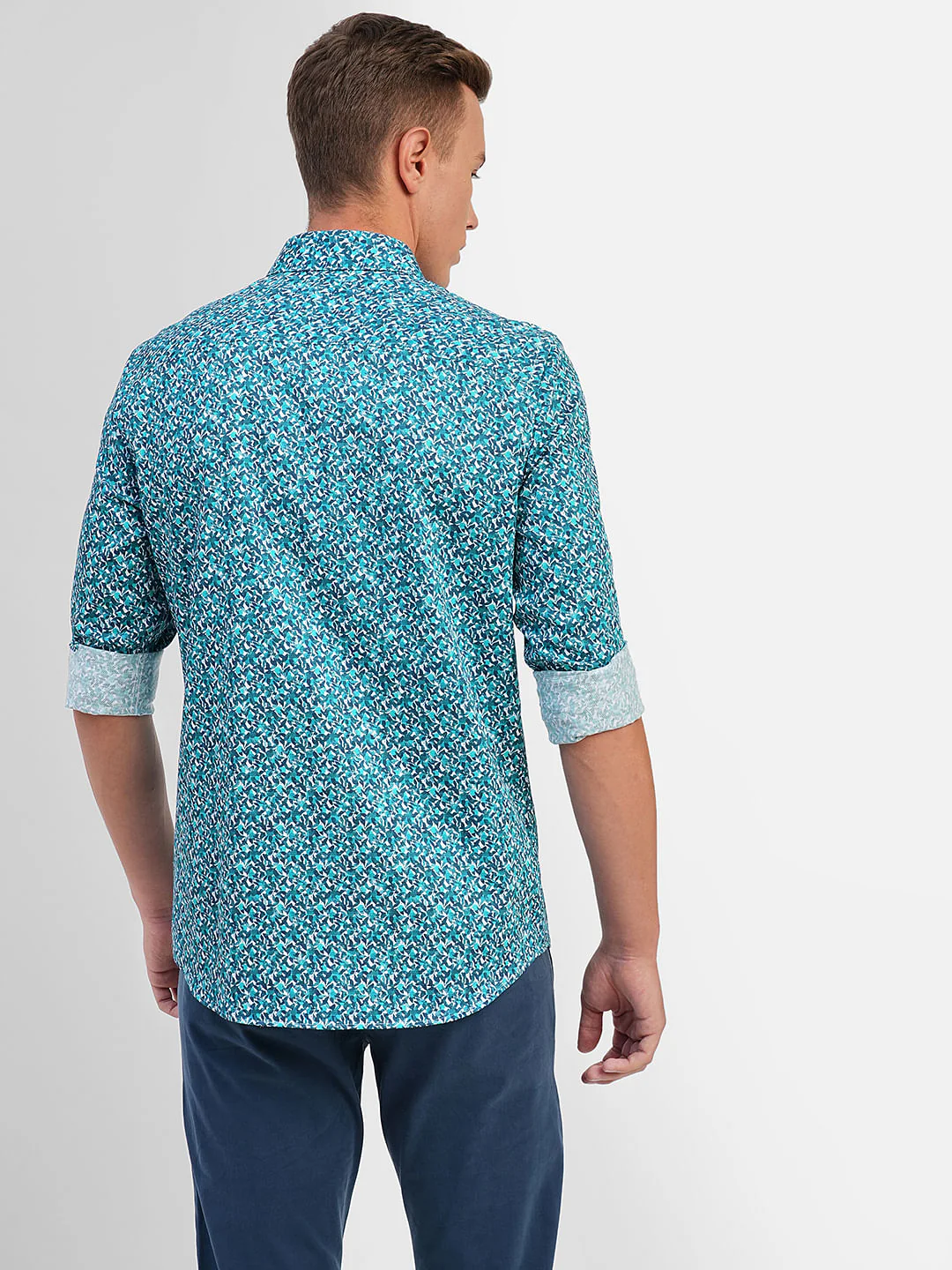 Blue Printed Full Sleeves Shirt - Image 4