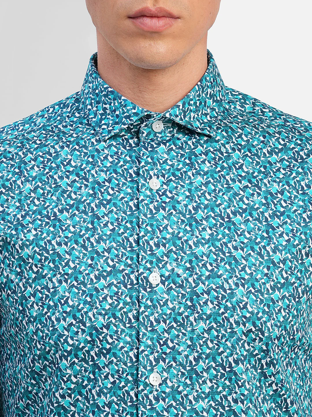 Blue Printed Full Sleeves Shirt - Image 5