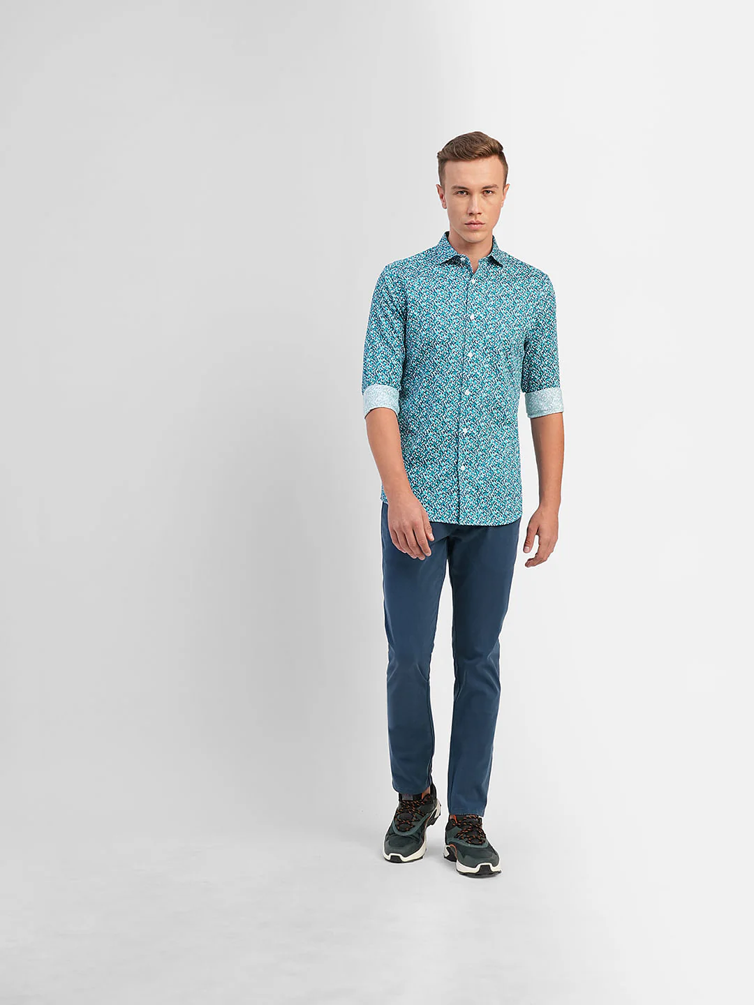 Blue Printed Full Sleeves Shirt - Image 6