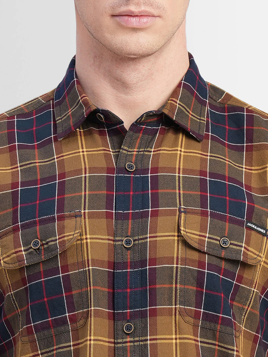 Brown Check Print Full Sleeves Shirt - Image 5