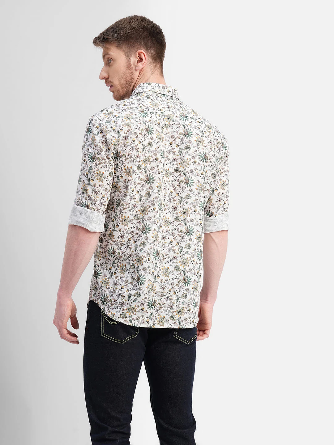 White Floral Print Full Sleeves Shirt - Image 4