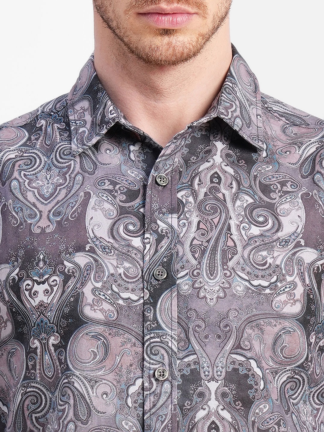 Brown Abstract Print Full Sleeves Shirt - Image 5