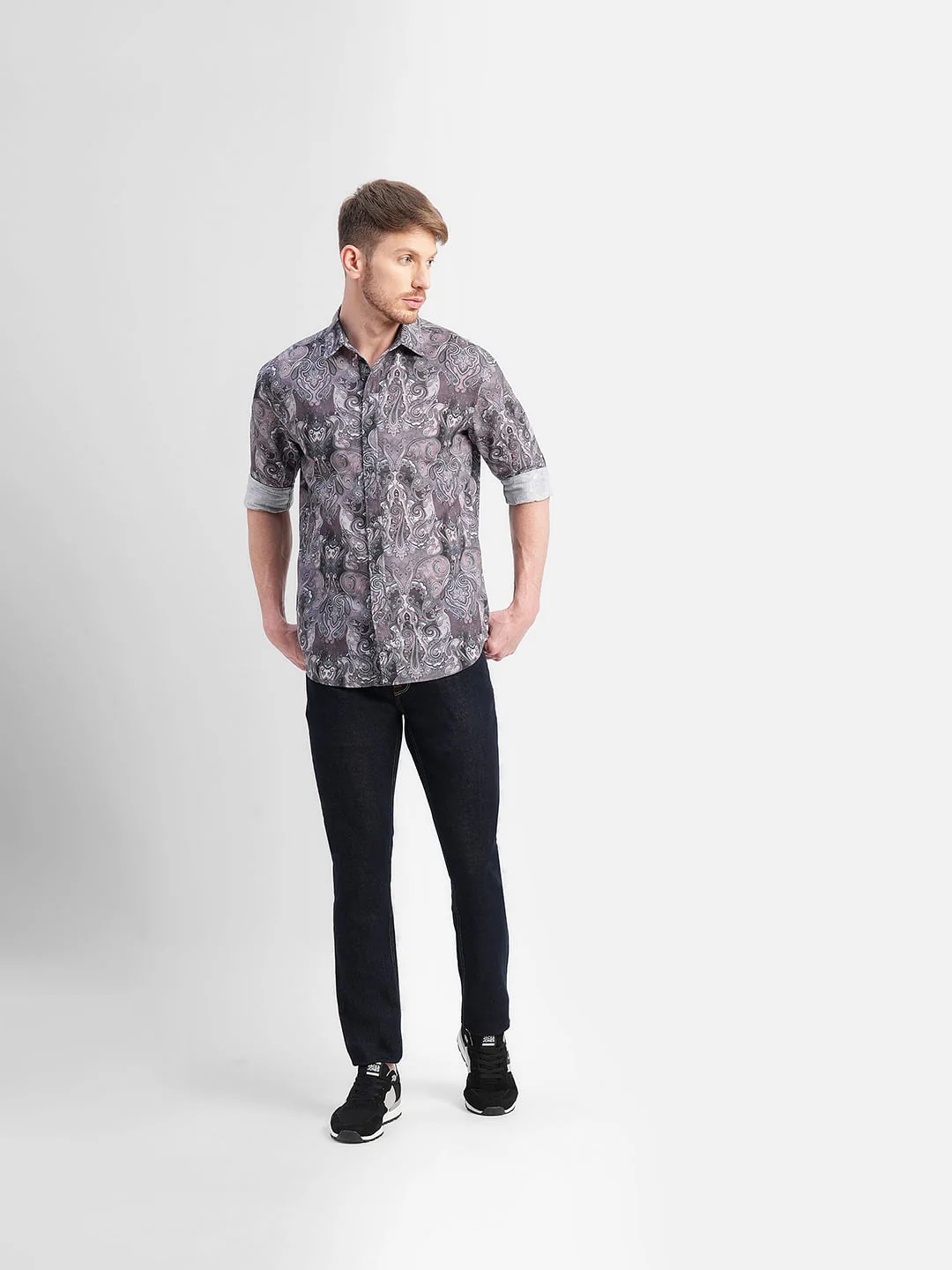 Brown Abstract Print Full Sleeves Shirt - Image 6