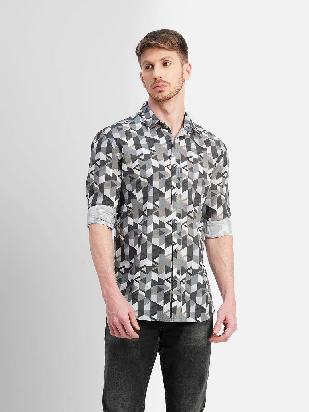 White Printed Full Sleeves Shirt - Image 2