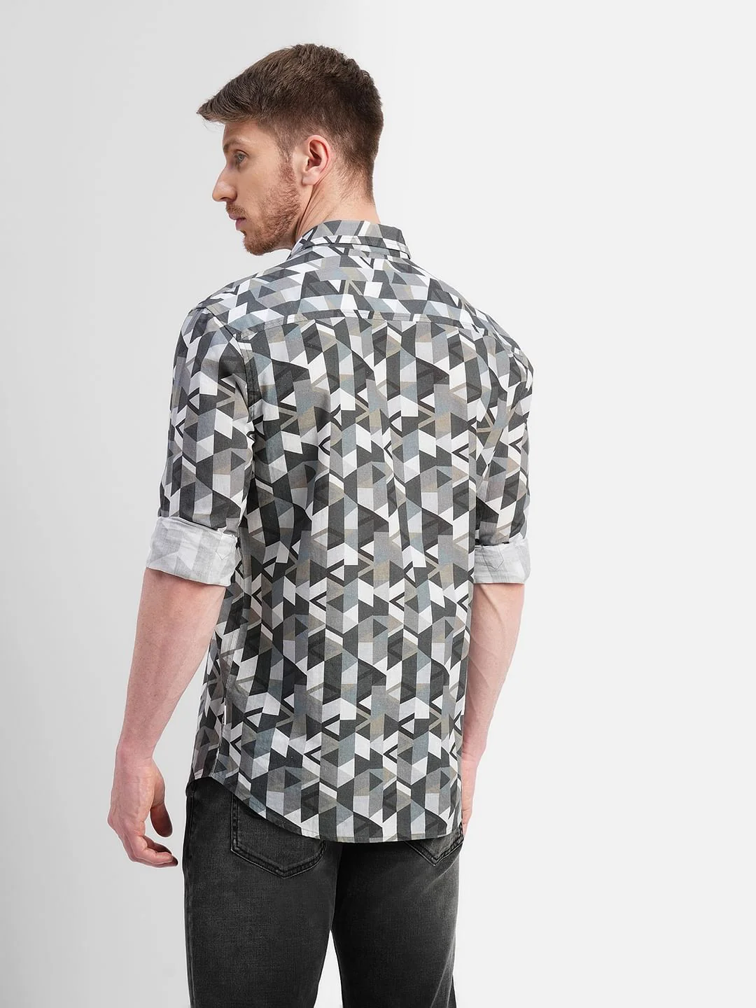 White Printed Full Sleeves Shirt - Image 4