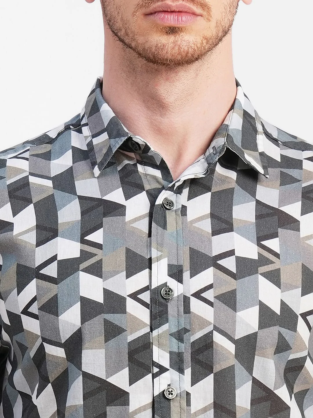 White Printed Full Sleeves Shirt - Image 5